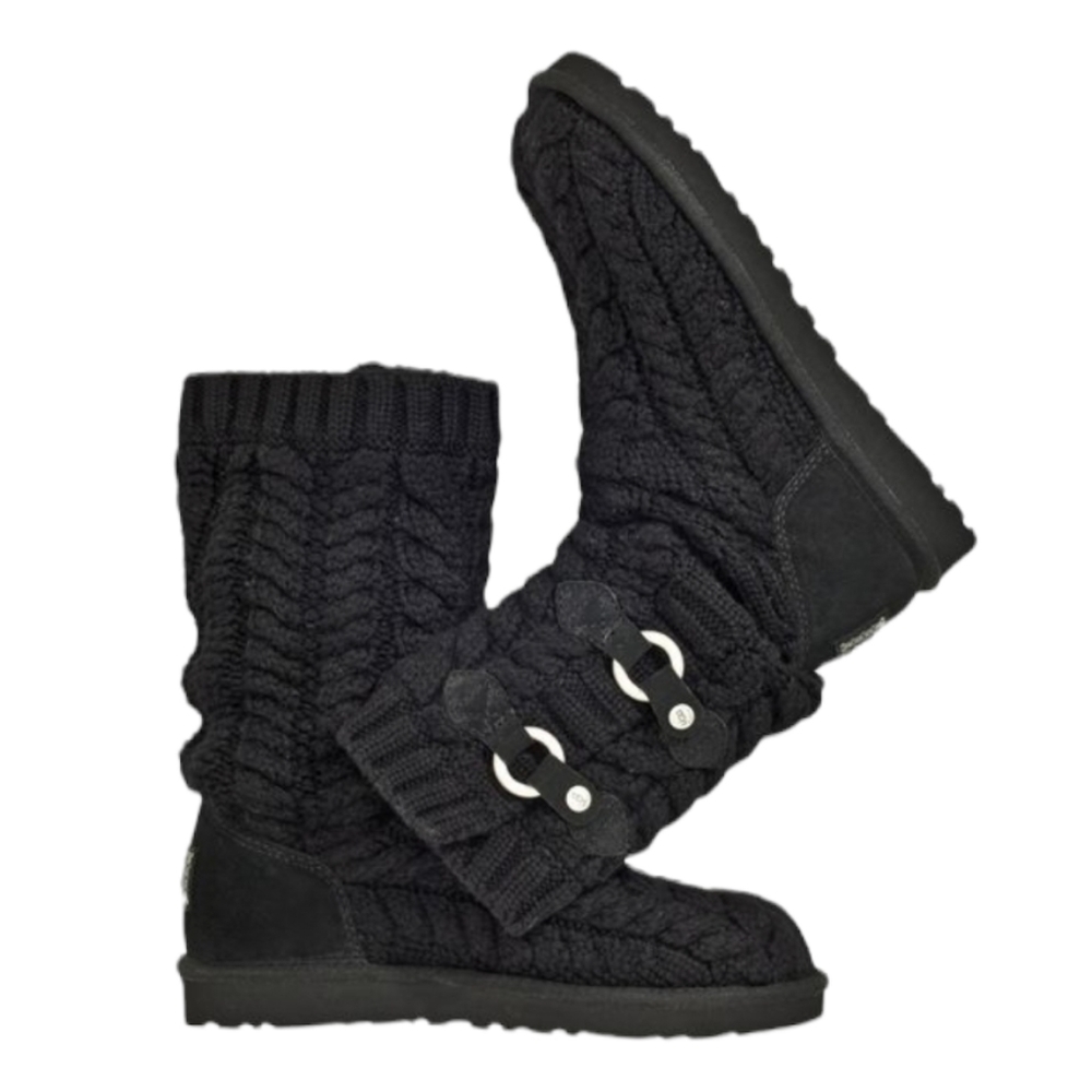 Ugg Australia Women Sweater Cable knit tall boots winter shoes sz 10